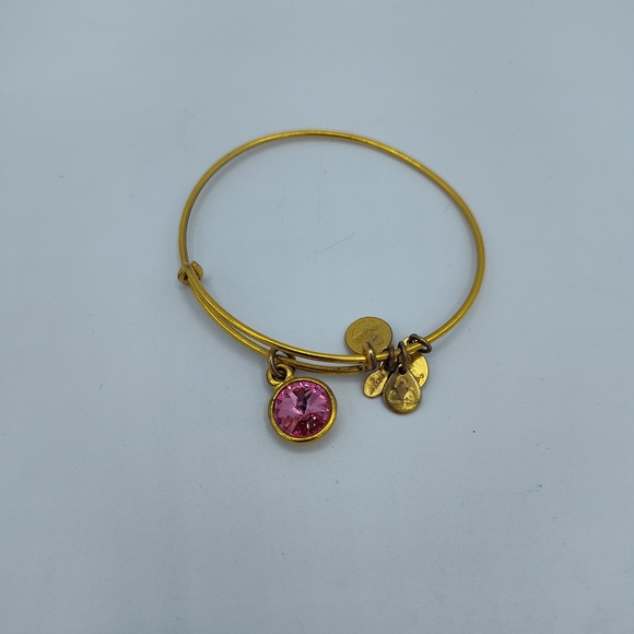 EUC Alex And Ani Pink Charm And Gold Bangle Bracelet - Picture 1 of 2